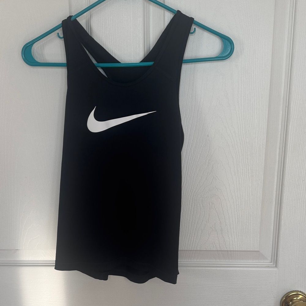 Nike Black Sleeveless Top with White Swoosh